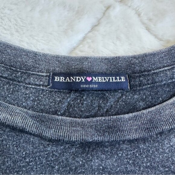 Brandy Melville | Gray and Red Velvet Acid Wash "Bad luck" Crop Top | One Size - Picture 5 of 8